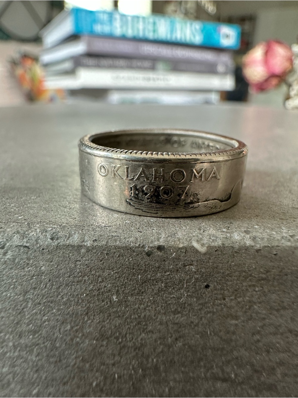 Oklahoma 1907 Quarter Dollar Coin Ring